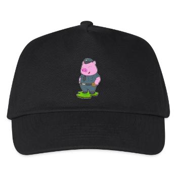 Schwein Polizist Polizei - Kinder Basecap - Schwarz - Vorne