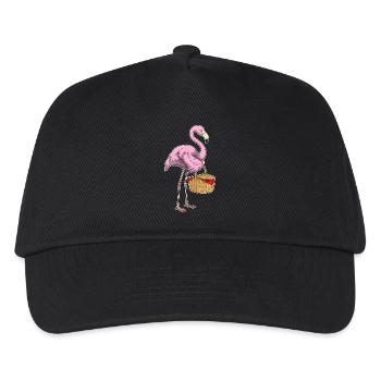 Flamingo Picknick Korb - Kinder Basecap - Schwarz - Vorne
