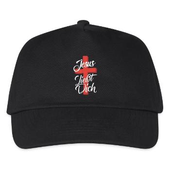 Jesus Loves You Cross Design - Kids’ Baseball Cap - black - Front