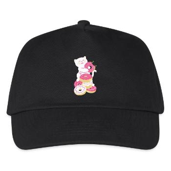 Donuts Katze Donut - Kinder Basecap - Schwarz - Vorne