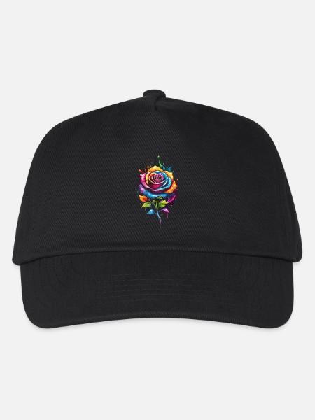 Blume - Regenbogen Rosa - Kinder Basecap - Schwarz