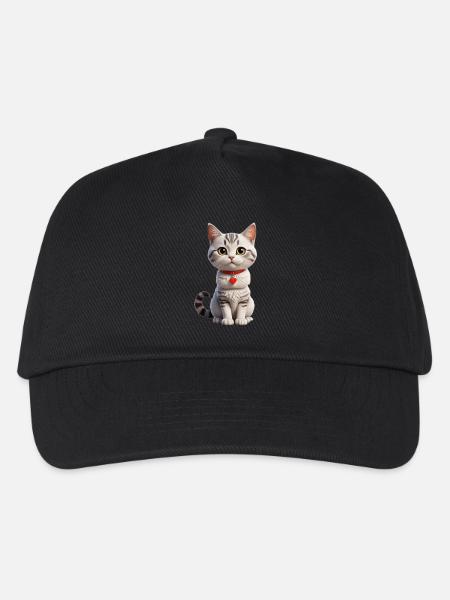 Chat de dessin animé / chat de dessin animé - Casquette de baseball Enfant - noir