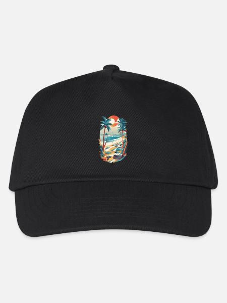 Retro-Strand-Vibes - Kinder Basecap - Schwarz