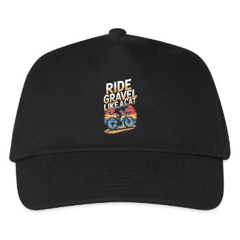 Fahre Schotter wie eine Katze Fahrraddesign - Kinder Basecap - Schwarz - Vorne