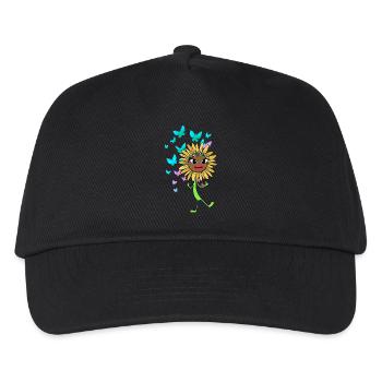 Frühling Sonnenblume Sonnenblumen Schmetterlinge - Kinder Basecap - Schwarz - Vorne