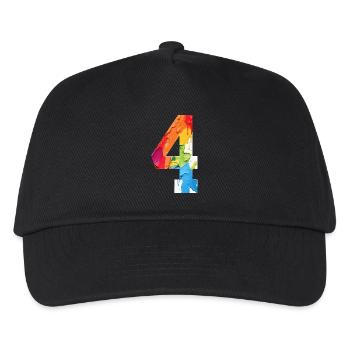 COLORED NUMBER 4 COLORFUL 4TH BIRTHDAY - Kids’ Baseball Cap - black - Front