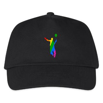 Regenbogen Badminton Tennis Design - Kinder Basecap - Schwarz - Vorne