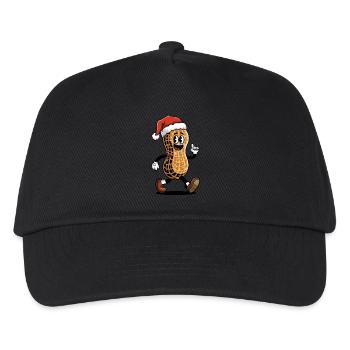 Festliche Erdnuss mit Weihnachtsmannmütze - Kinder Basecap - Schwarz - Vorne
