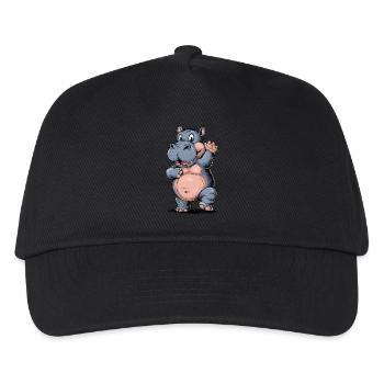 Niedliches Nipferd Baby mit Zung raus. Design - Kinder Basecap - Schwarz - Vorne