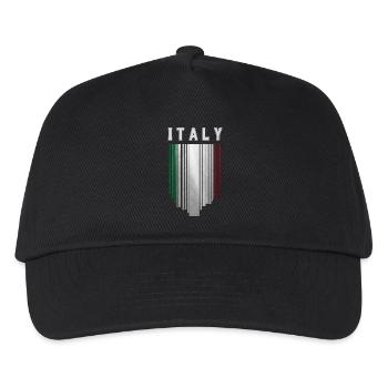 Flagge Italiens, italienischer Stolz - Kinder Basecap - Schwarz - Vorne