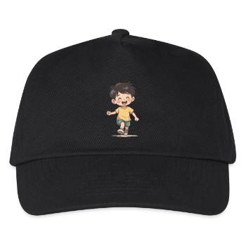 Glücklicher Laufjunge - Kinder Basecap - Schwarz - Vorne