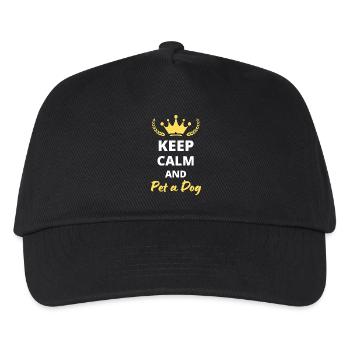 Bleiben Sie ruhig und streicheln Sie einen Hund - Niedliches Design - Kinder Basecap - Schwarz - Vorne