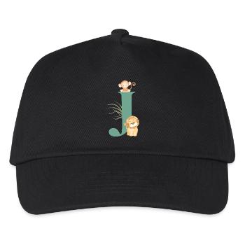 Buchstabe j grüne Dschungeltiere - Kinder Basecap - Schwarz - Vorne