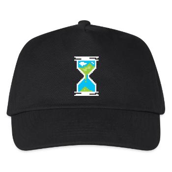 Pixel Sanduhr Symbol -Landschaft der Erde - Kinder Basecap - Schwarz - Vorne