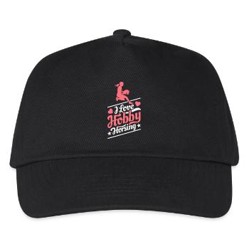 I Love Hobby Horsing - Herz - Hobby - Kinder Basecap - Schwarz - Vorne