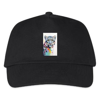 Schneeleopard | Leopard | Raubtier - Kinder Basecap - Schwarz - Vorne