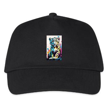 Schneeleopard | Leopard | Raubtier - Kinder Basecap - Schwarz - Vorne