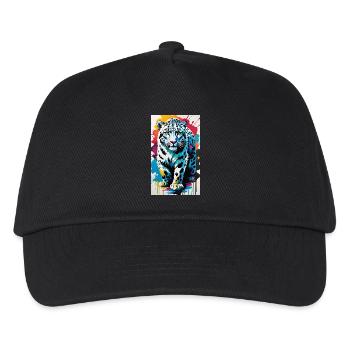 Schneeleopard | Leopard | Raubtier - Kinder Basecap - Schwarz - Vorne