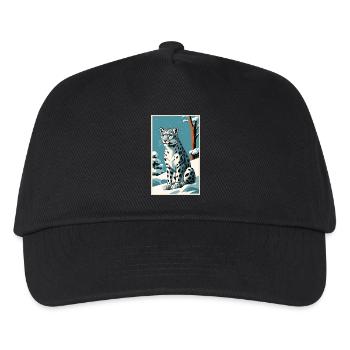 Schneeleopard | Leopard | Raubtier - Kinder Basecap - Schwarz - Vorne