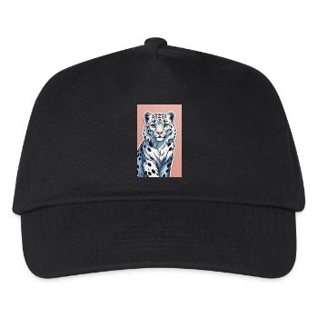 Schneeleopard | Leopard | Raubtier - Kinder Basecap - Schwarz - Vorne