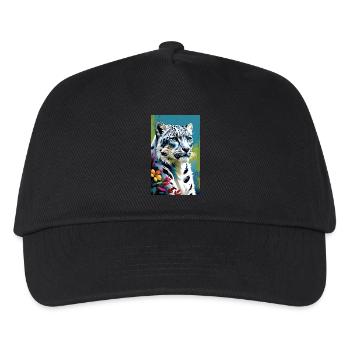 Schneeleopard | Leopard | Raubtier - Kinder Basecap - Schwarz - Vorne