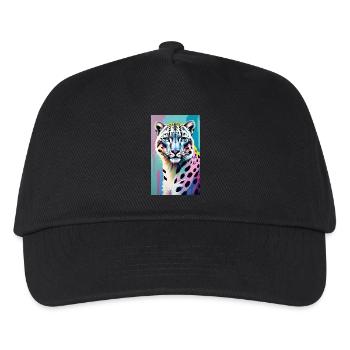 Schneeleopard | Leopard | Raubtier - Kinder Basecap - Schwarz - Vorne