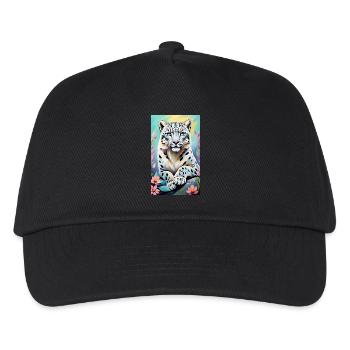 Schneeleopard | Leopard | Raubtier - Kinder Basecap - Schwarz - Vorne