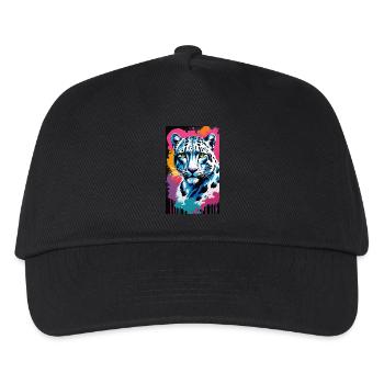 Schneeleopard | Leopard | Raubtier - Kinder Basecap - Schwarz - Vorne