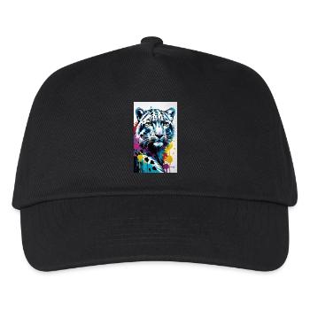 Schneeleopard | Leopard | Raubtier - Kinder Basecap - Schwarz - Vorne