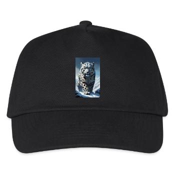 Schneeleopard | Leopard | Raubtier - Kinder Basecap - Schwarz - Vorne