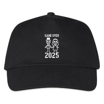 Game Over 2025 Hochzeit Ehepaar - Kinder Basecap - Schwarz - Vorne