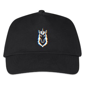 Glitch Einhorn – Magie & Trend - Kinder Basecap - Schwarz - Vorne