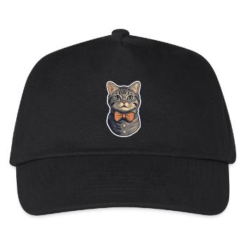 Eine süße Katze mit Fliege - Kinder Basecap - Schwarz - Vorne