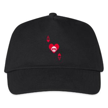 Crâne et as de coeur - Casquette de baseball Enfant - noir - Devant