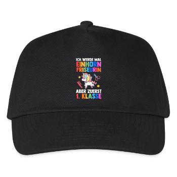 Einhorn Friseurin Erste Klasse Einschulung - Kinder Basecap - Schwarz - Vorne
