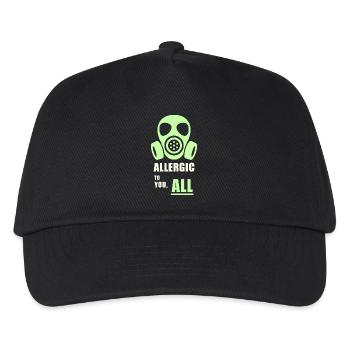 Allergisch gegen dich – Gasmaske Humor T-Shirt - Kinder Basecap - Schwarz - Vorne