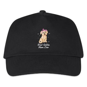 Süße Golden Retriever Mama mit rosa Schleife und Herzen - Kinder Basecap - Schwarz - Vorne