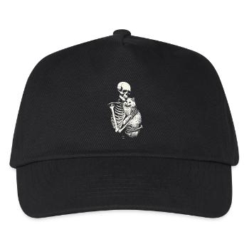 Skeleton hugging cat - Kids’ Baseball Cap - black - Front