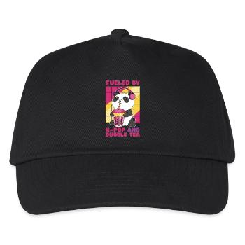 Panda mignon avec thé à bulles et écouteurs - Casquette de baseball Enfant - noir - Devant