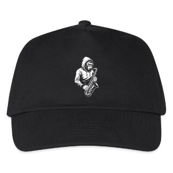 Ape in Hoodie Saxophone Design - Kids’ Baseball Cap - black - Front
