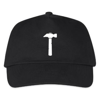 Hammer Werkzeug Icon Minimalistisch - Kinder Basecap - Schwarz - Vorne