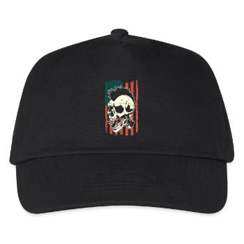 Punk Schädel auf US-Flagge - Kinder Basecap - Schwarz - Vorne