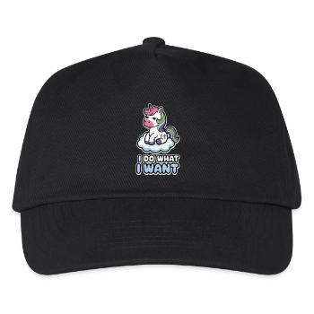 Einhorn auf Wolke: Ich mache, was ich will - Kinder Basecap - Schwarz - Vorne