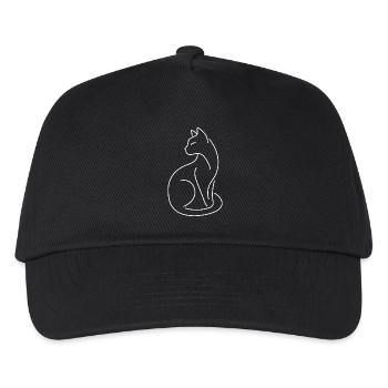 Cat tomcat silhouette of white lines - Kids’ Baseball Cap - black - Front