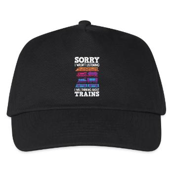 Didn't listen Thought of trains funny humor - Kids’ Baseball Cap - black - Front