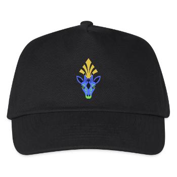 Blaue Giraffe mit Kopfschmuck - Kinder Basecap - Schwarz - Vorne