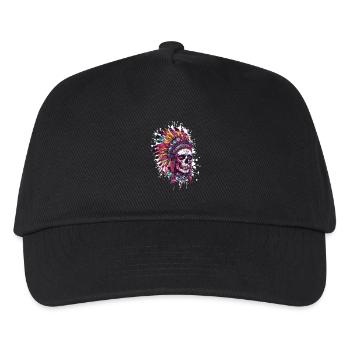 Indianer Totenkopf - Kinder Basecap - Schwarz - Vorne