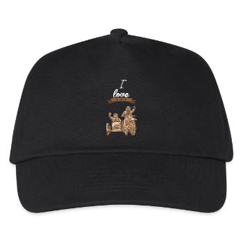 Ich liebe Motorrad Beiwagen Geschenk I love - Kinder Basecap - Schwarz - Vorne