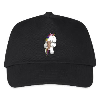 Licorne de dessin animé avec sac à dos - Casquette de baseball Enfant - noir - Devant