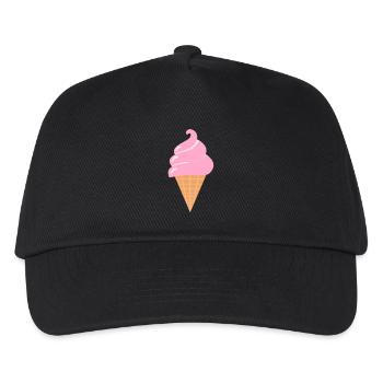 Softeis Eis - Rosa Sommer Eis - Kinder Basecap - Schwarz - Vorne